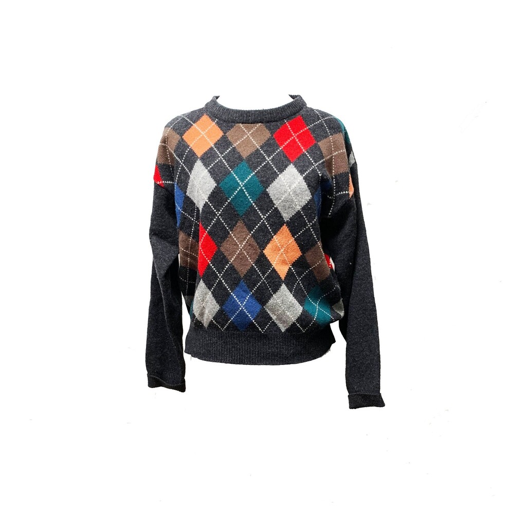 Vintage 1980s Bullocks Lambswool Argyle Long Sleeve Sweater - Medium